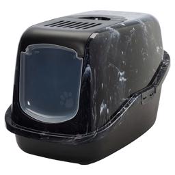 Savic Stängt Kattlåda Design Nestor Marble i Svart Marmor Look